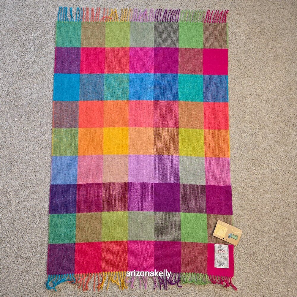 NWT Lambswool Baby Wrap/Scarf/Lap Blanket Herringbone Colorful AVOCA Ireland
